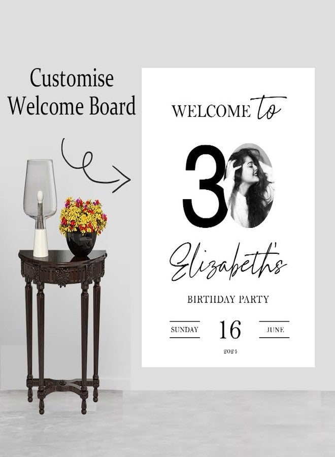 Theme My Party 30th Birthday Decoration Welcome Sign I Welcome Sign for 30th Birthday I Customised Welcome For 30th Birthday Party With Pic - Image 3